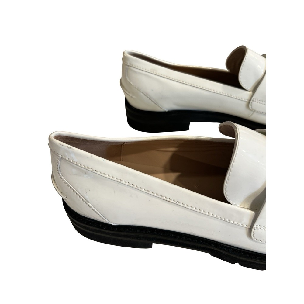 Stuart Weitzman Mila Lift White Loafers Sz 11.5 New Black Sole Platform - Picture 6 of 10